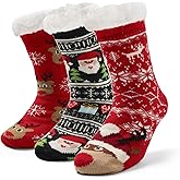 Moon Tree Women Fuzzy Socks - Thick Winter Warm With Grips, Thermal Lined Fluffy Xmas for Home - 3 Pack