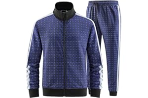 Men's Track Suits 2 Piece Stand-up Collar Long Sleeve with Double Side Pockets Jacket and Sweatpants