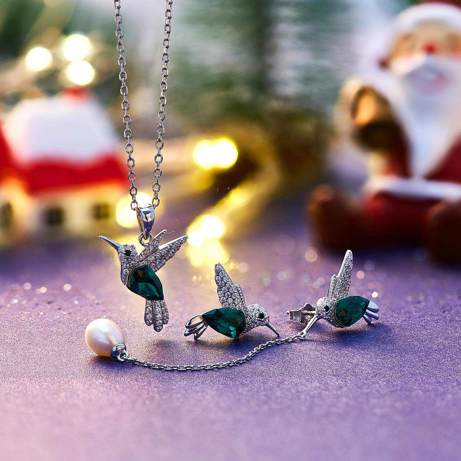 CDE Hummingbird Jewelry Set for Women 925 Sterling Silver Swarovski Necklaces Earrings Fine Jewelry Sets