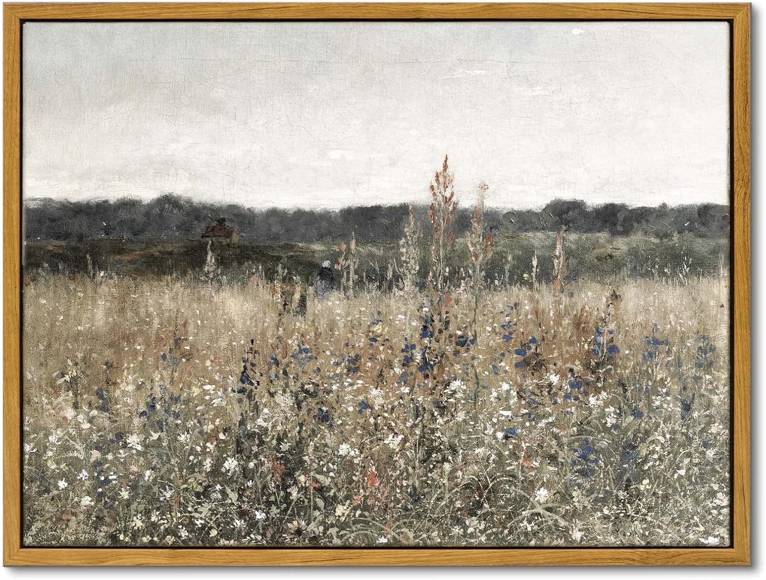 Wall Décor - InSimSea Framed Wall Art Decorations Classical Oil Painting Canvas Prints Champ fleuri Vintage Wall Art for Home Room Bathroom Decor 12x16in/30x40cm