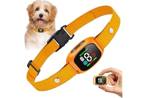 Dog Bark Collar, Smart Bark Collar for Small Medium Dogs, Rechargeable No Shock Bark Collar, Thunbest No Bark Collar Anti Bark Collars with 8 Adjustable Sensitivity & Beep Vibration Modes Orange