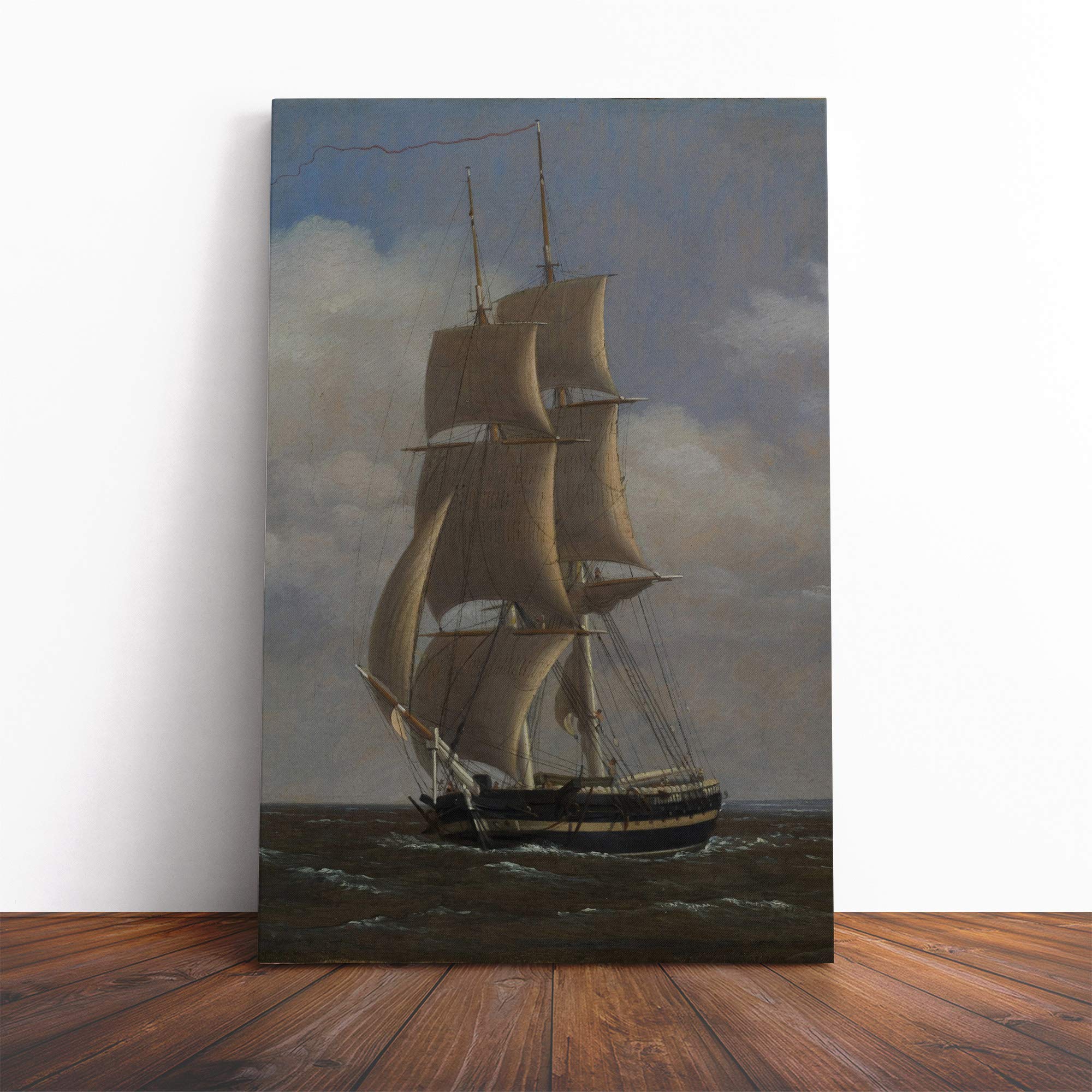 Christoffer Wilhelm Eckersberg Sailing Ship Vol.3 Canvas Print | Gallery Wrapped 30mm Frame Wall Art | 20x14 inches | Ready to Hang | Modern Seascape Picture | Living Room Bedroom Lounge Office