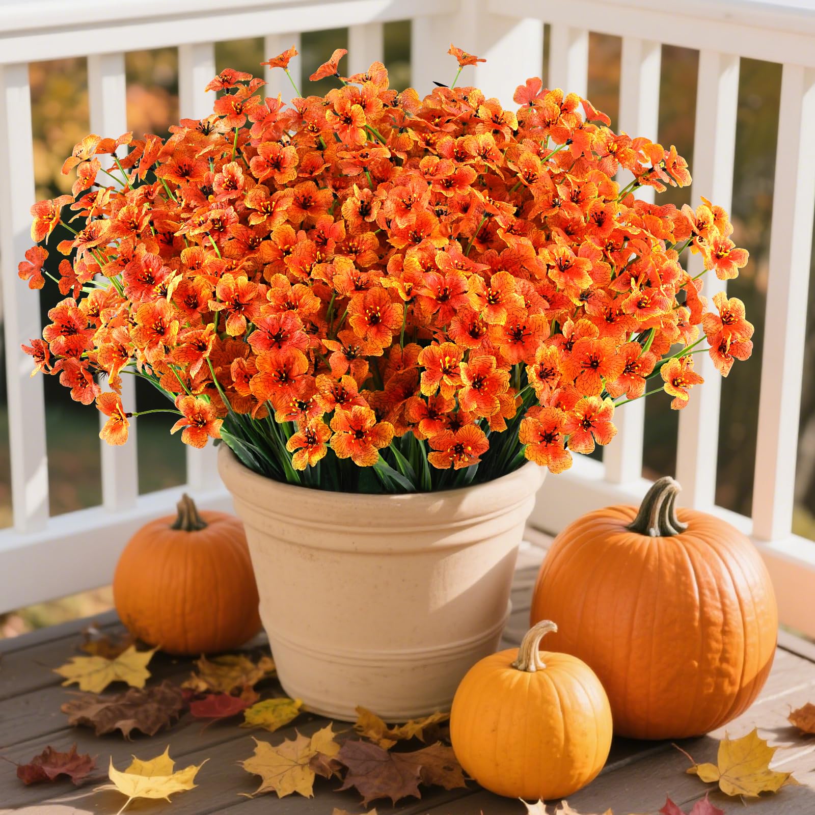 Photo 1 of AGIRL 24 Bundles Artificial Fall Flowers Outdoor Indoor Decoration,Fake Plastic Flowers,Faux Mums Plant for Thanksgiving Fall Decor,for Hanging Outside Garden Front Door Porch Patio Window Box
