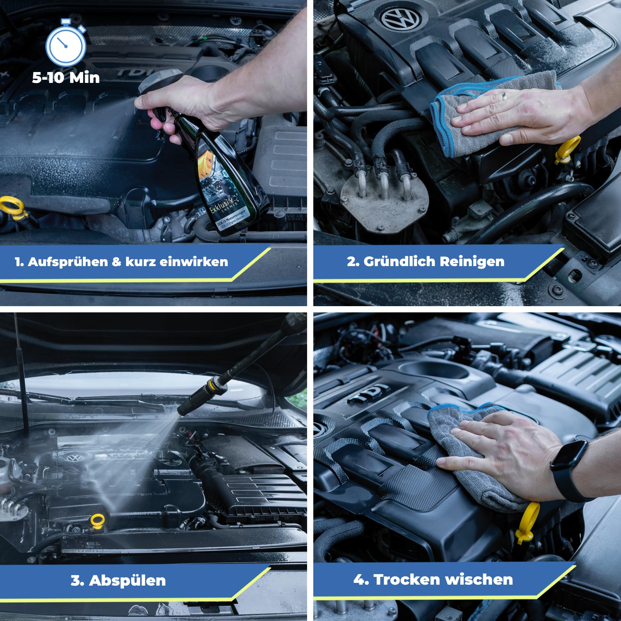 Exklusiv Chemie® Motorreiniger | Kaltreiniger | Motorraum Reiniger | Teerentferner | Engine Cleaner | Teilereiniger | Entfetter | 500 ml 2