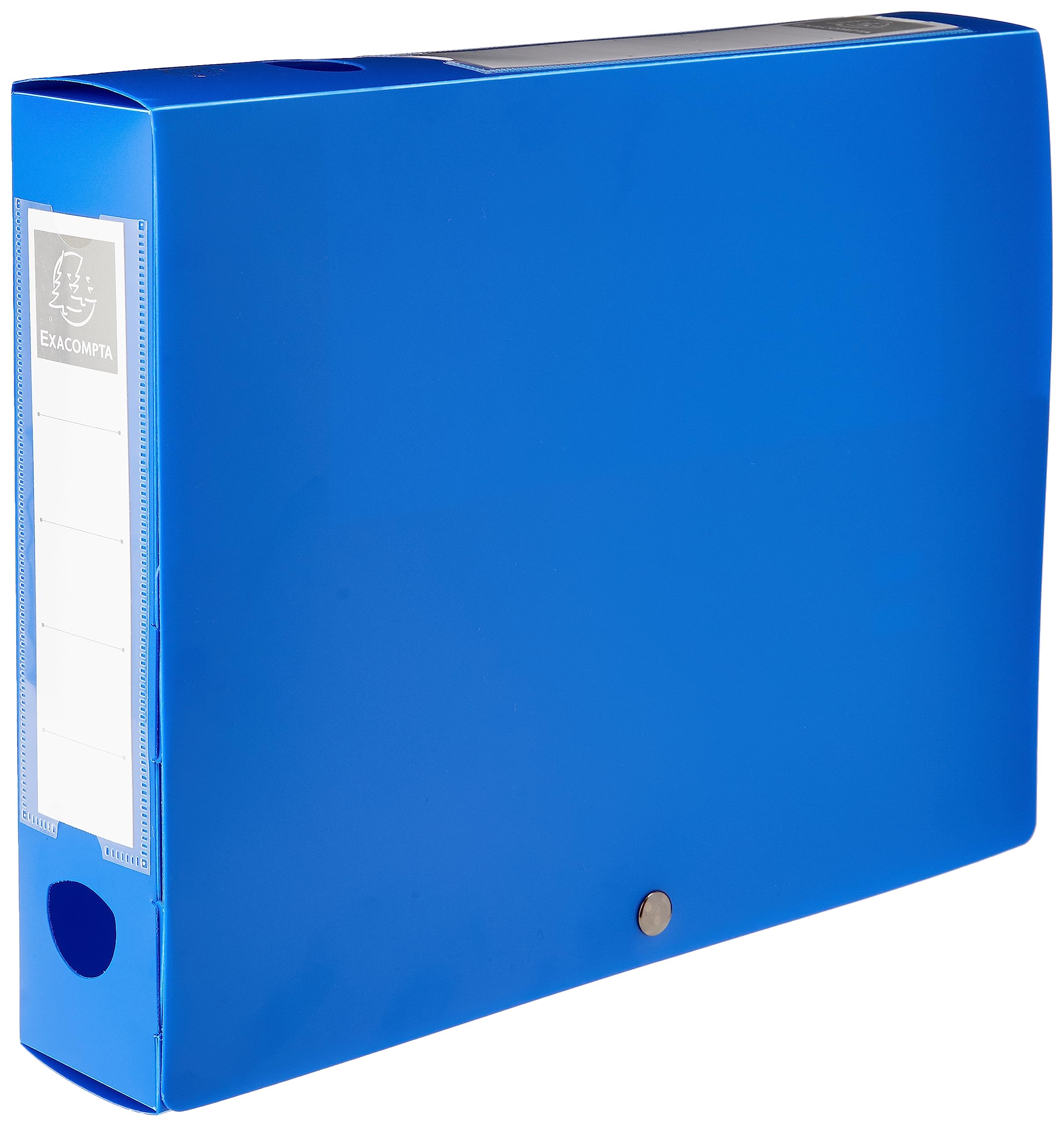 Exacompta - Ref 59632E - Plastic Filing Box - 250 x 330mm in Size, Suitable for Holding A4 Documents, 6cm Spine, 2 x Spine Labels & 2 x Finger Holes - Blue — image 1