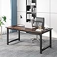 Tribesigns 63” Executive Desk, Large Office Computer Desk with Thicken Frame, Modern Simple Workstation Business Furniture for Home Office, Vintage Brown/Black