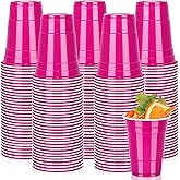 Pineburg Rose Pink Disposable Cups 16oz - 100 Pack Party Cups for Women's Day, Spring Celebrations, Baby Showers, Easter Brunch & Wedding Events