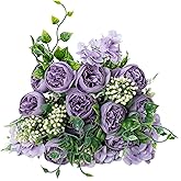 KAOYOO 2 PCS Artificial Peony Bouquet Short Stem for DIY Wedding Decoration Bridal Bouquet Home Decorations(Purple 2-PCS)