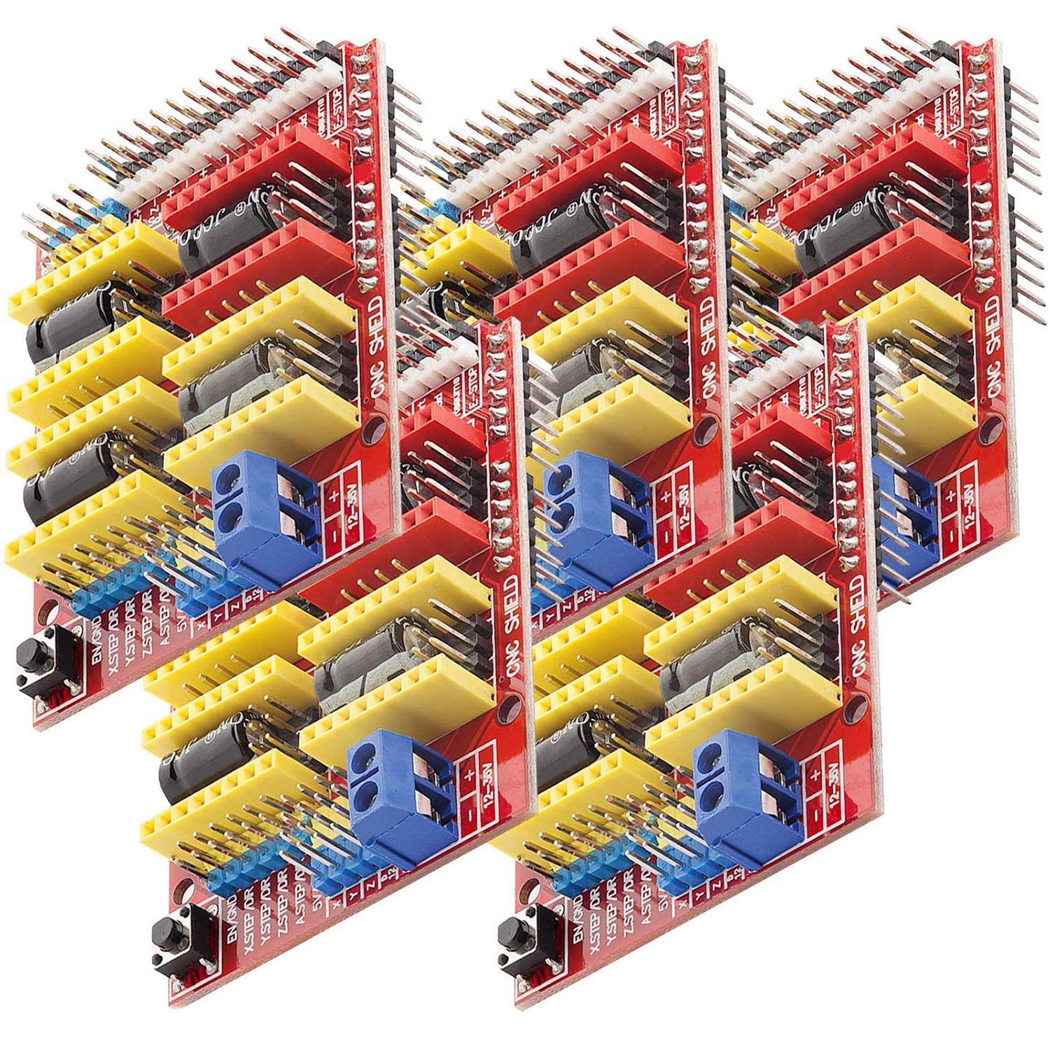 AZDelivery 5 x CNC Shield V3 Development Board for A4988 Stepper Motor Driver compatible with Arduino, 3D Printer including E-Book!