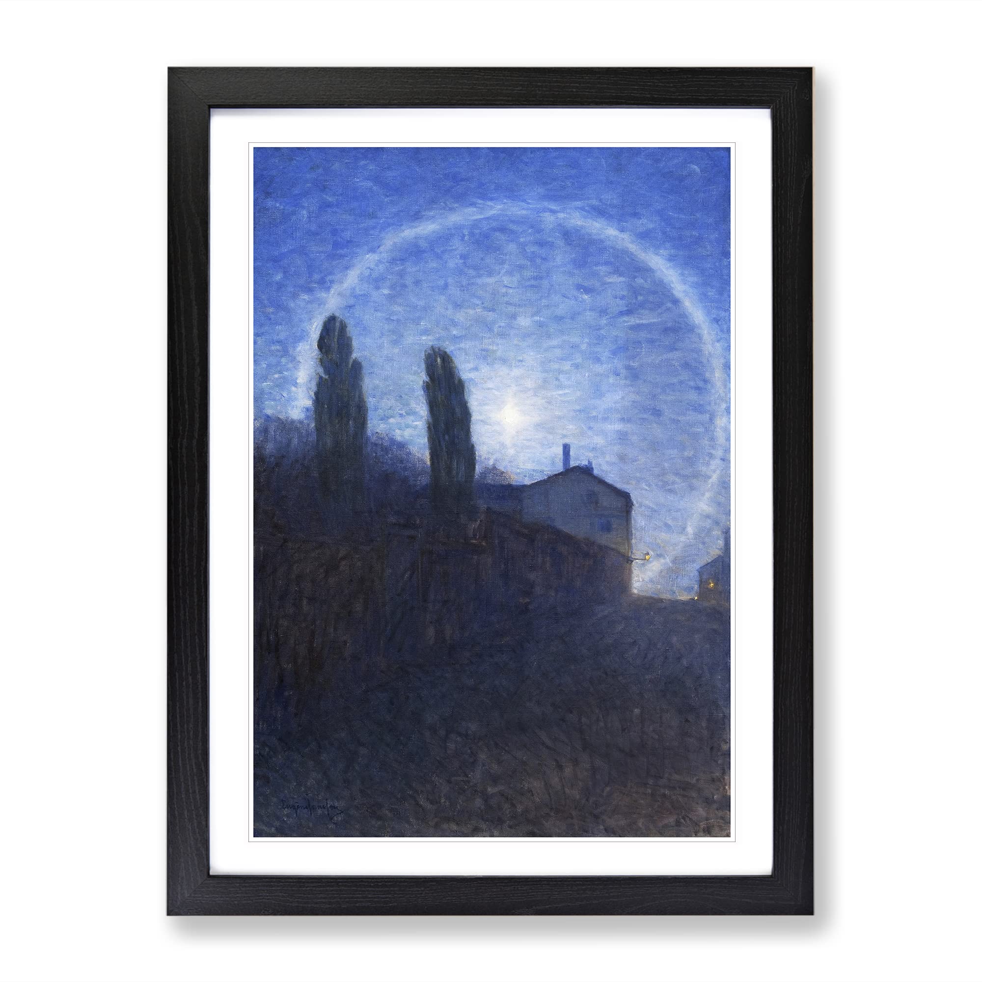 Lunar Halo In Thielska By Eugene Jansson Classic Painting Framed Wall Art Print, Ready to Hang Picture for Living Room Bedroom Home Office Décor, Black A4 (34 x 25 cm)