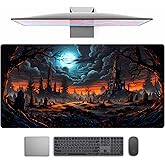 Dark Fantasy Castle Desk Pad Extended Gaming Mouse Pad, XXL Large Computer Laptop Keyboard Wireless Mouse Mat, Office Desk Decor Mousepad Deskmat with Stitched Edges Matt 31.5x15.7 in
