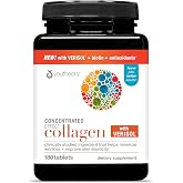 Youtheory Concentrated Effect Collagen with Verisol, 180 Tablets | Collagen Peptides with Vitamins C and B, Supports Hair, Nails, Bones, and Joints*, Third-Party Tested, 60-Day Supply