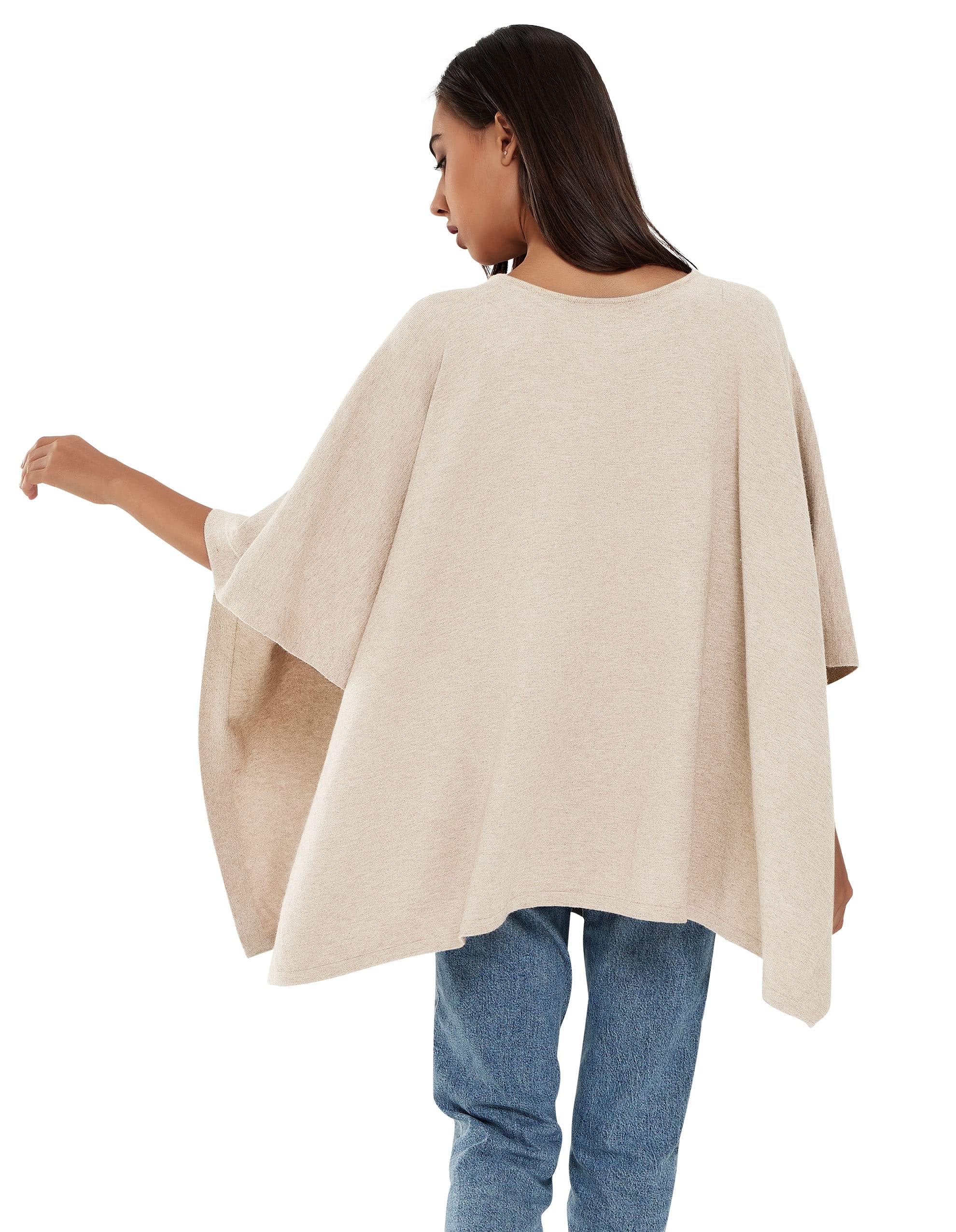 PULI Womens Pullover Poncho Sweater Cashmere Feel Shawl Wraps Loose Fitting Baggy Tops for Fall Winter