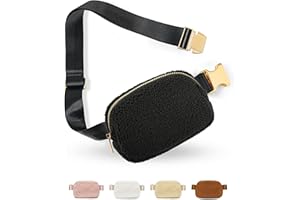 YOSHUYUKI Crossbody Bags Fanny Packs for Women Trendy Cute Small Cross Body Purse for Phone | Fleece Mini Belt Bag Pouch Dupes | Boutique Sherpa Fashion Waist Pack Chest Bag Side Hip Bag | Black