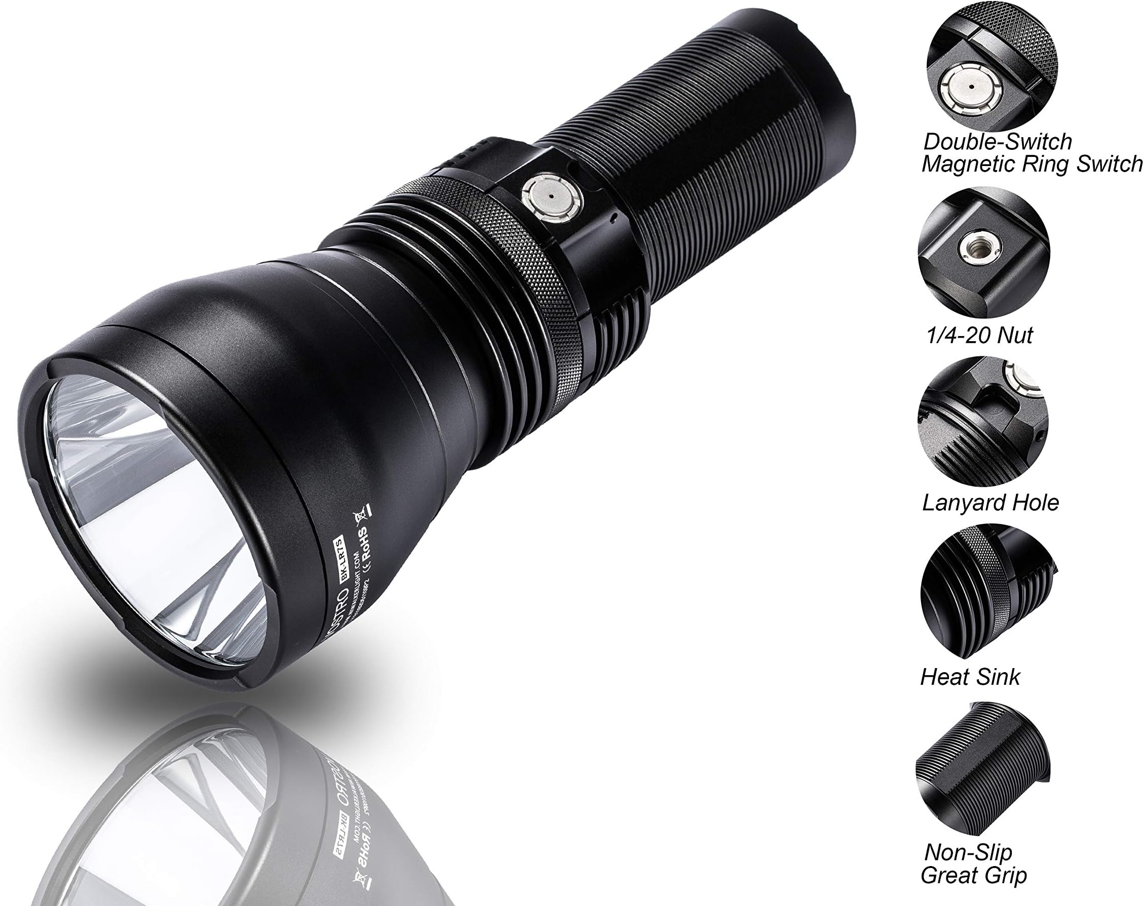 Niwalker Tactical Flashlight with Magnetic Swith, 2300 High Lumens Torch, IPX8 Waterproof Search Light for Outdoor Camping Emergency Equipment