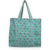 COTSILER Women Tote Bags Lightweight 18x16 Zipper Travel Bag Purse Cotton Shoulder Tote Bags For Shopping,Grocery,Beach Bag