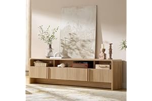 Jocisland Modern TV Stand for TVs up to 80", 70 inch Fluted TV Console with Storage Cabinets, Wood Entertainment Center Media