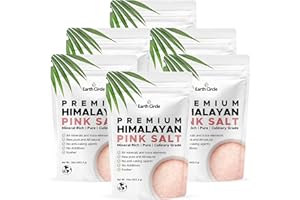EARTH CIRCLE ORGANICS Earth Circle Premium Himalayan Unrefined Pink Fine Grain Salt, Pure Culinary Grade - Kosher, Nutrient and Mineral Dense, 1 Pound (Pack of 6)