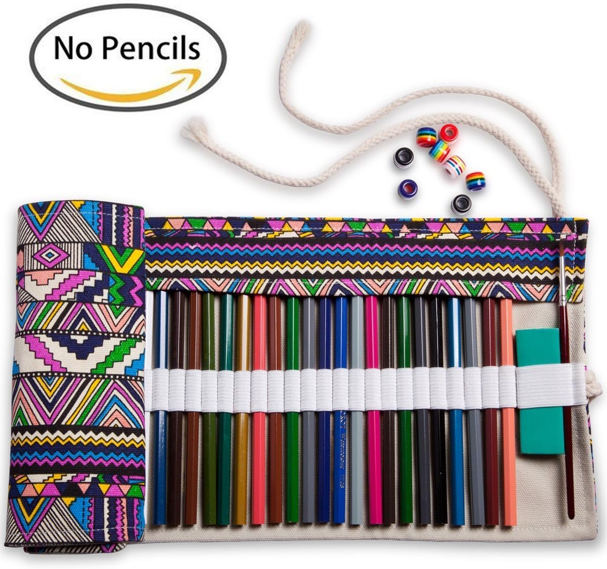 Artify 48 Colored Pencil Roll Up Canvas Wrap Holder Case| Anti-Pilling Design and Thick Canvas| Environmental-Friendly Material (Pencils are not Included)
