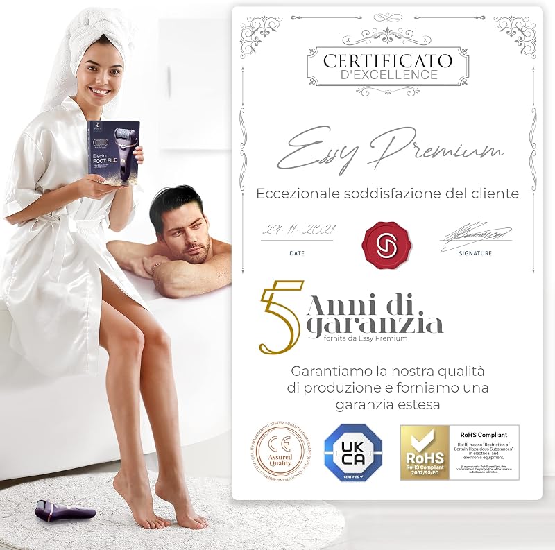Lima per Piedi Elettrica Ricaricabile con 5 Rulli di Ricambio (Viola)