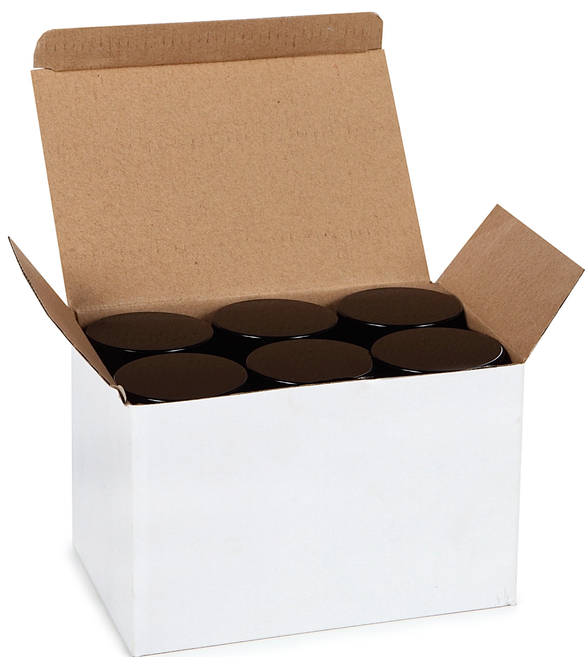 Vivaplex Vivaplex, 12, Amber, 2 oz, Round Glass Jars, with Inner Liners and black Lids
