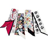 4pcs Purse Scarf For Handbags Silk Head Scarf For Hair Fashion Skinny Scarf For Women Long Neckerchief