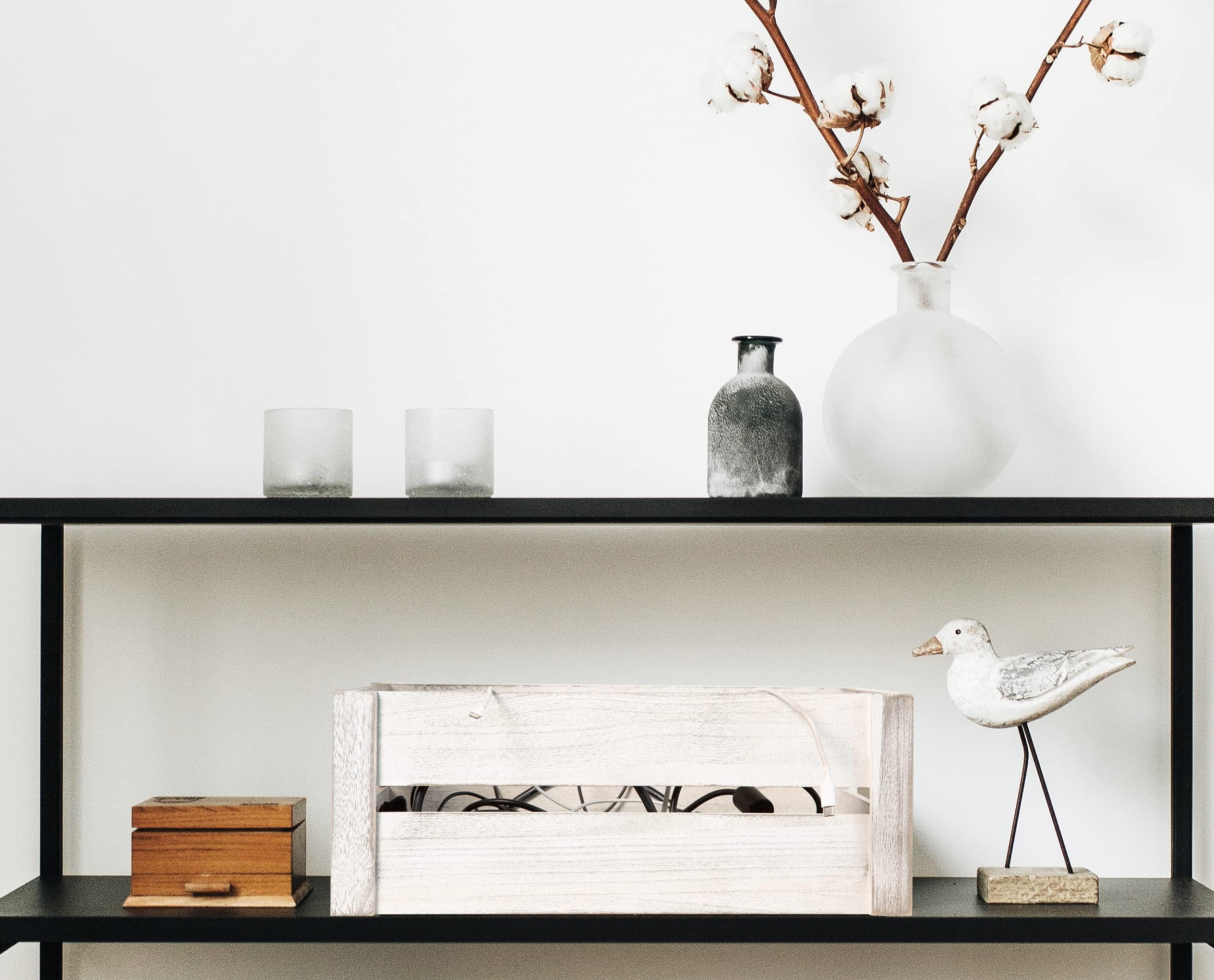 White Wash Wooden Apple Crates Retail Display Shelf Storage Box Hamper (1, Large)