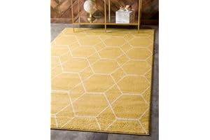 Unique Loom Trellis Frieze Collection Area Rug - Geometric (5' 1" x 8', Yellow/ Ivory)