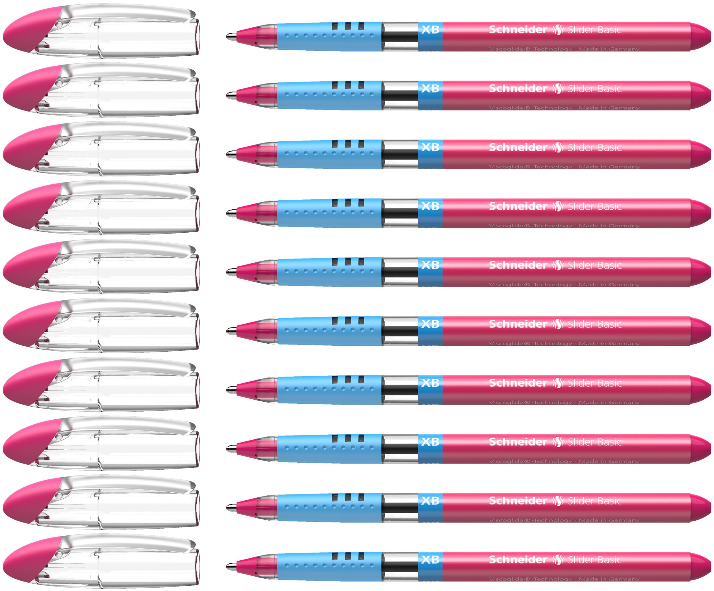 Schneider Slider Basic XB Ballpoint Pen, Pink (Pack of 10)