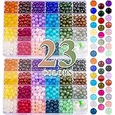 XSEINO 5700PCS 4mm Round Glass Beads for Jewelry Making, 23 Colors Crystal Beads for Bracelets Jewelry Making and DIY Crafts