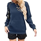 AUSELILY Women’s Crewneck Hoodless Sweatshirt Oversized Long Sleeve Pullover Tops with Pockets 2025 New X Decoration
