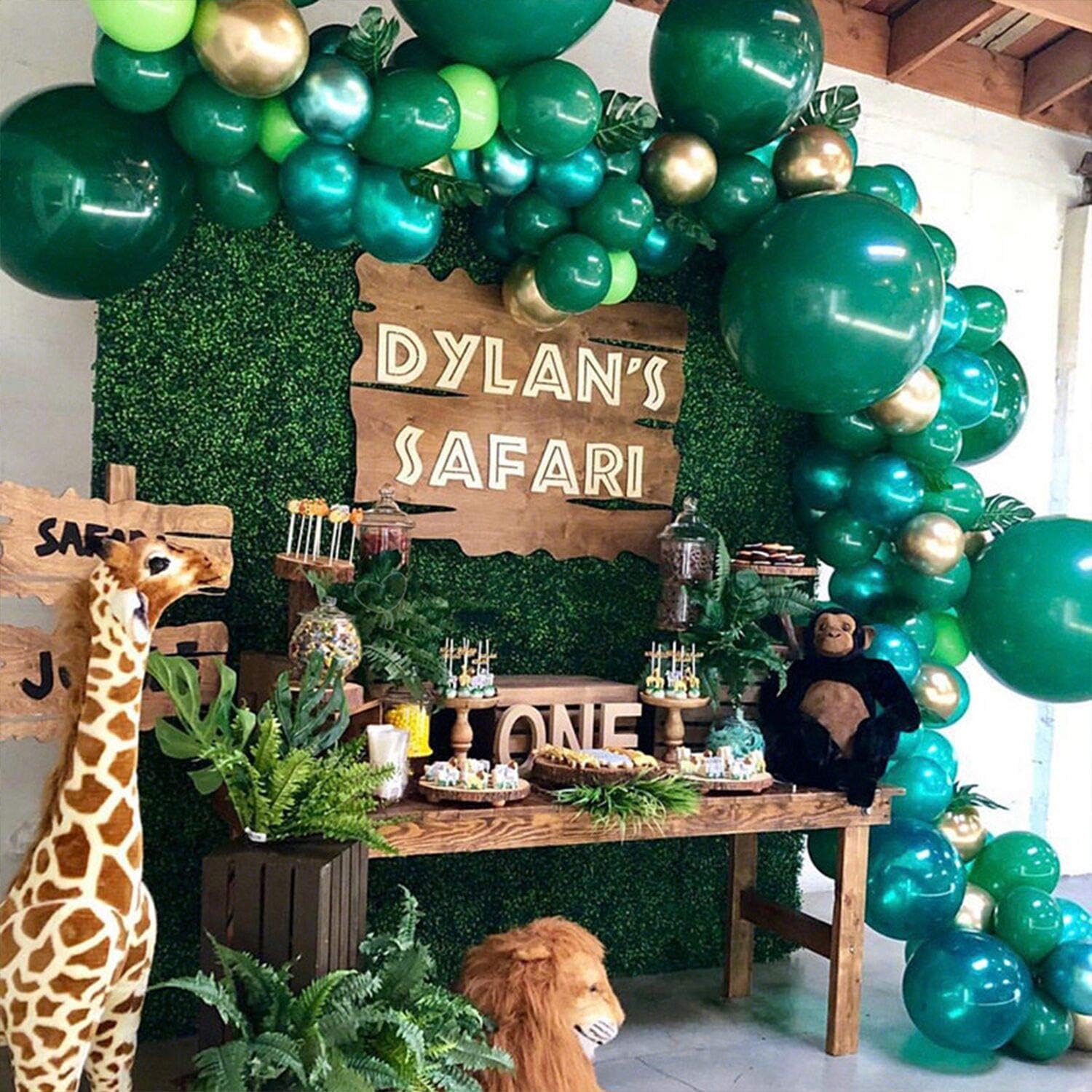 Safari Party Supplies, Jungle Theme Party Decorations Kit For Birthdays, Baby Shower, Christmas Party with 170 Pcs Party Balloons Palm Leaves Favors