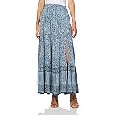 Angie Women's Printed Maxi Tiered Skirt with Slit