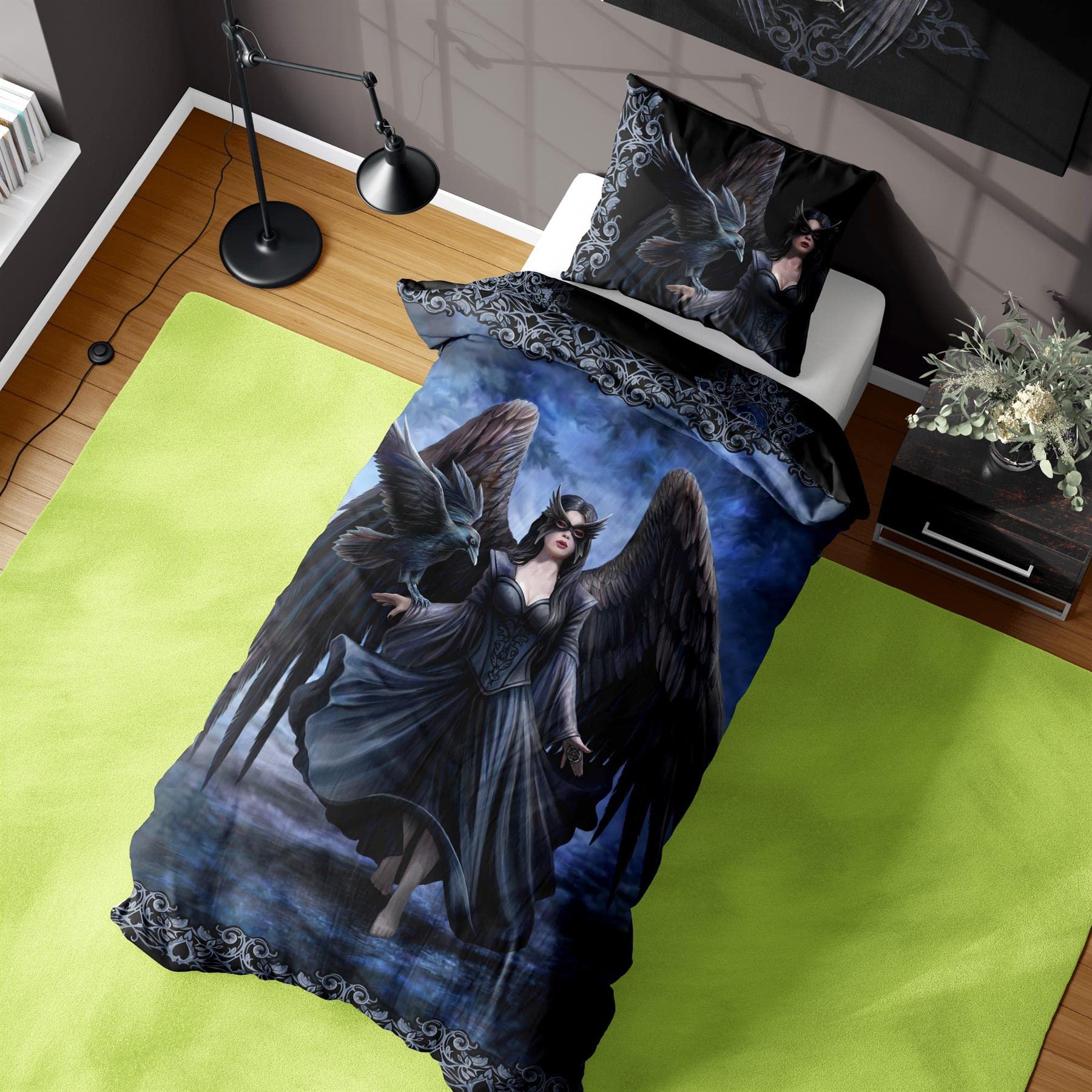 Anne Stokes Raven Duvet Cover - Gothic Design - Reversible Bedding Set - Single Duvet