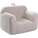 MOMCAYWEX Kids Snuggly-Soft Sherpa Chair, Cuddly Toddler Foam Chair for Boys and Girls, Light Grey