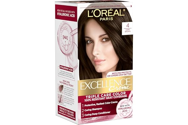 L'Oreal L'Oreal Paris Excellence Crème Permanent Hair Dye, Triple Care Hair Color with Hyaluronic Acid for 100