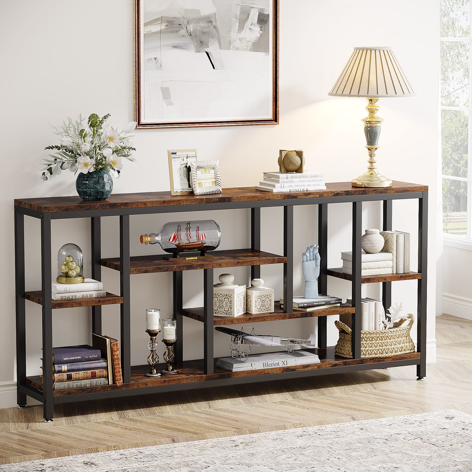 Photo 1 of ***(PARTS ONLY -SELLING AS PARTRS ONLY-MISSING PIECES)*** Tribesigns Console Sofa Table, 70.9 inch Extra Long Table Behind Couch with Storage Shelves, 3-Tier Industrial Narrow Entryway Hallway Accent Table for Living Room, Rustic Brown