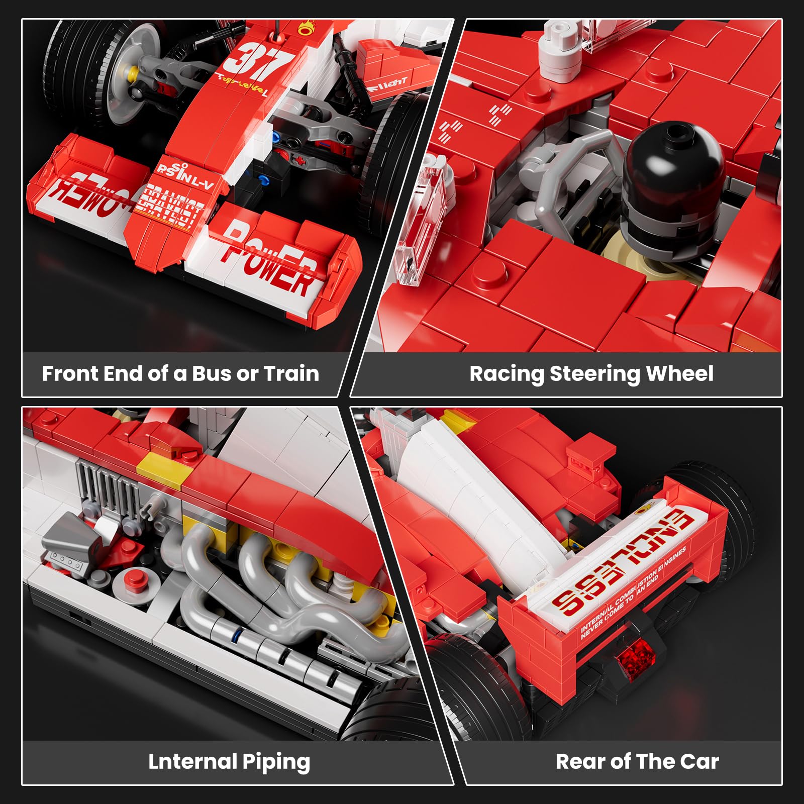 Mould King 10035 Formel 1 Rennwagen Klemmbausteine Super Sportwagen Bausteine Speed Champion Rennauto Modellauto Ausstellungsmodell Für Fans Erwachsene (1603 Teile) 7