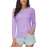 MAGCOMSEN SPF Shirts for Women Long Sleeve Quick Dry Lightweight T-Shirts Athletic Running Hiking Workout Tops Purple 2XL