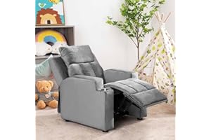 Naomi Home Sally Kids Recliner Chair with Cup Holders – Deluxe Child-Sized Push-Back Lounge Seat for Boys & Girls – Soft Upholstery, Sturdy Frame, for Kids’ Room, Birthdays & Holidays