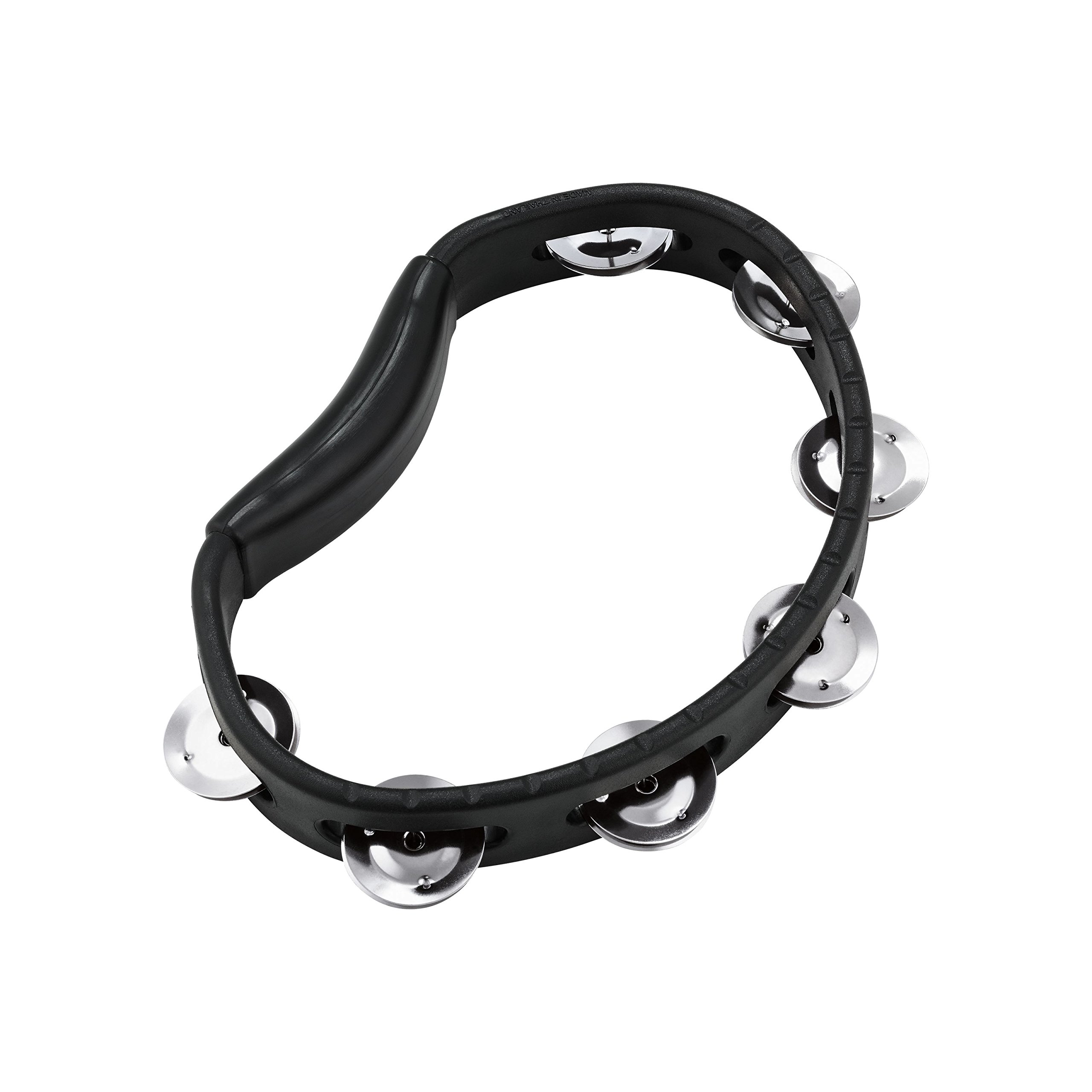 Meinl Percussion Headliner Hand Tambourine - 1-Row Tambourine - With Curved Handle - ABS Plastic / Steel, Black / Silver (HTBK)
