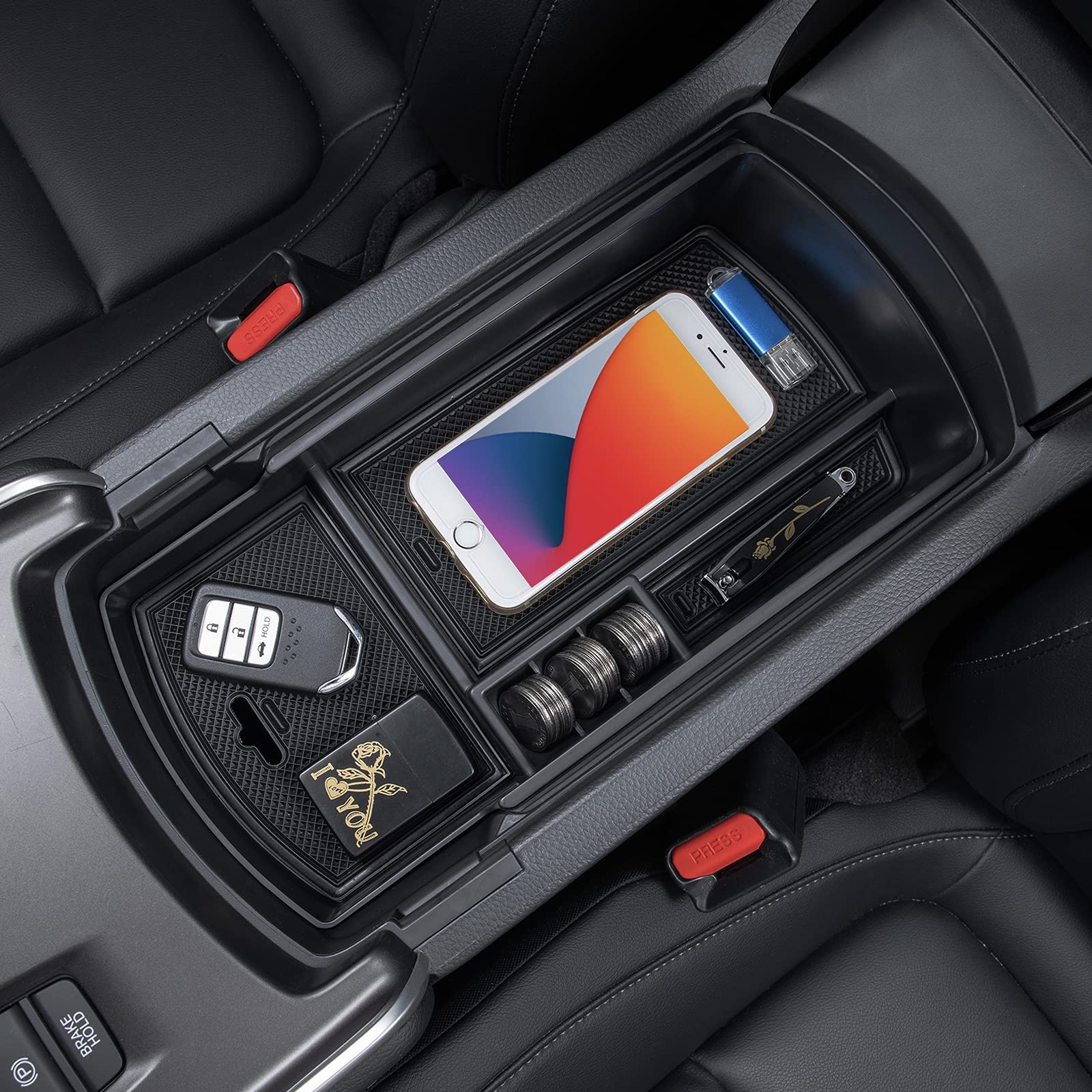 Photo 1 of PIMCAR Center Console Organizer for Honda Accord 2018 2019 2020 2021 2022 ABS?Plastic Material Armrest Box Insert Tray Pallet Accessories (NOT Fit for Manual Transmission Models) —Black