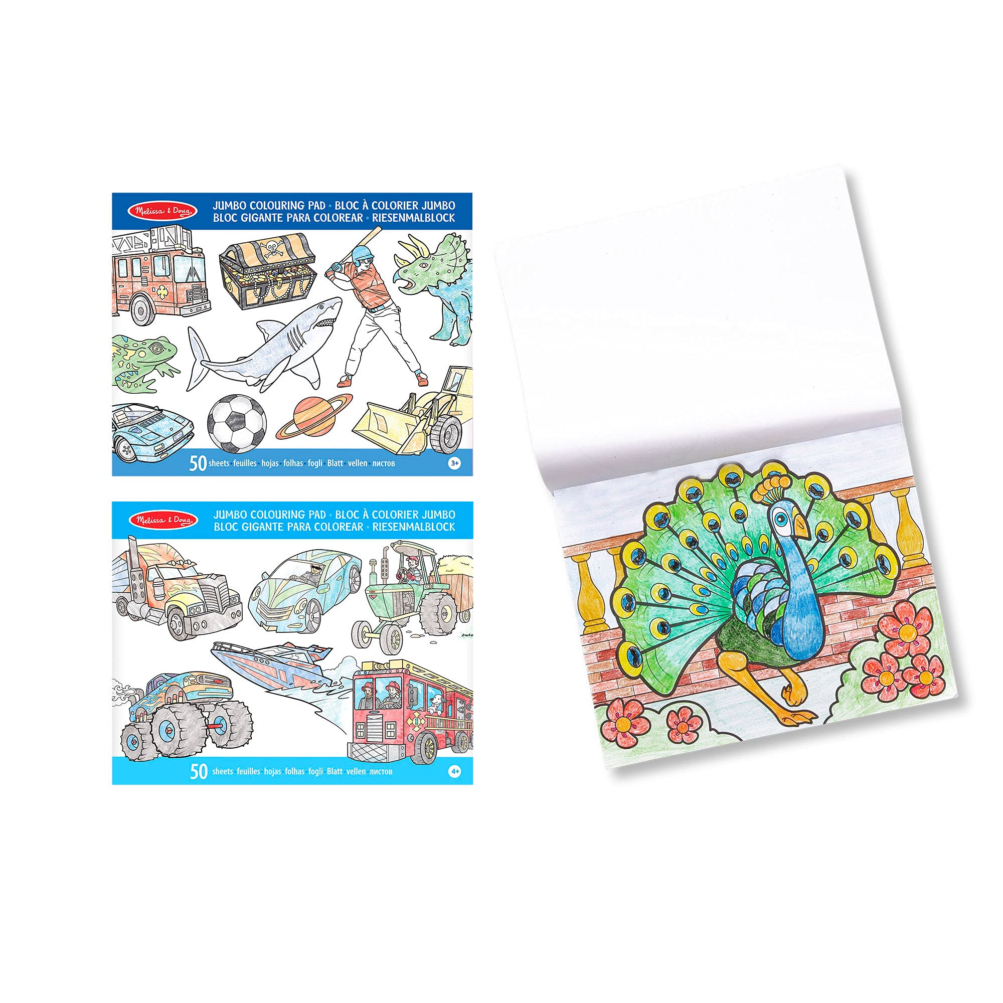 Melissa & Doug Bundle of 3 Jumbo Colouring Pads - Animals, Vehicles and Blue | 3 years+ | Gift for Boy or Girl, 45017