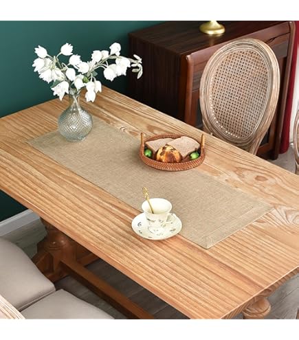 Amazon.com: Farmhouse Rustic Faux Linen Table Runner Neutral