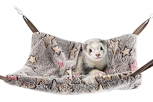Niteangel Hanging Hammock Nap Sack Swing Bag Pet Sleeper for Ferret Rat Sugar Glider and Other Small Animals (Cream, Star)