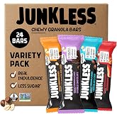 JUNKLESS Chewy Granola Bars Variety Pack, Gluten Free, Non-GMO, 24 Bars | Gluten Free, Non-GMO chewy granola bars made with real simple ingredients and less sugar. Great for lunch boxes and snacks.