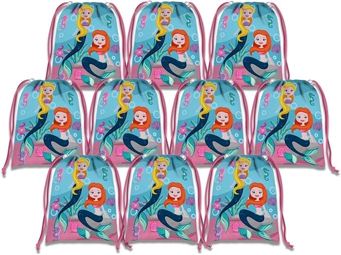 Mermaids Under The Sea Drawstring Bags Kids Birthday Party