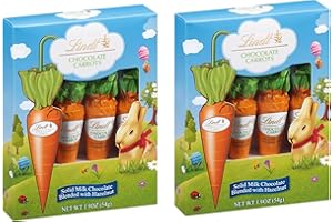 Lindt Chocolate Carrots - Solid Milk Chocolate Carrot Shaped Treats Blended with Hazelnut - Pack of 2 - Smiling Sweets - Great Addition to Easter Baskets - Fun for Everyone