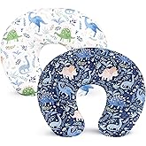 Pea Pod Nursing Pillow Cover 2 Pack Soft & Adorable Slipcovers for Breastfeeding Pillows, Comfortable Stretchy Feeding Pillow Covers for Baby Girls Boys Newborn, Removeable Pillow Case (Dinosaur)