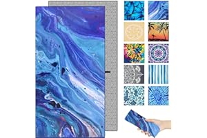 MARGELIFE Sand Free Microfiber Beach Towel – Quick Dry Lightweight Oversized Large Blue Towel Accessories Travel Swim Pool Yoga Cruise Camping Gear Packable Resistant Gift